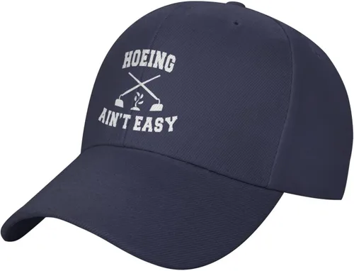 Vista 2 de Hoeing Aint Easy Peaked Gorra ajustable de color sólido curvado, unisex, color negro