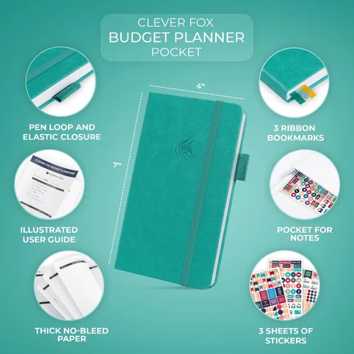 Vista 2 de Clever Fox Planificador de presupuesto de bolsillo, mini cuaderno de seguimiento de gastos. Organizador de presupuestos mensual, cuaderno