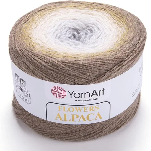 Vista 17 de Yarn Art YarnArt Flowers Alpaca 20% alpaca, 80% acrílico, peso 8.82 onzas, longitud 1028 yardas, hilo de invierno multicolor de ganchillo arco iris