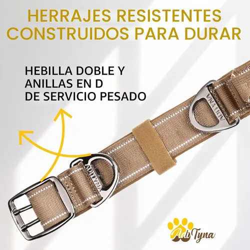 Vista 6 de Collar de perro resistente para perros grandes, collar reflectante con asa para entrenar y caminar, ancho, grueso, táctico, acolchado de neopreno