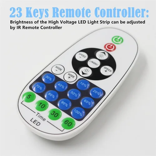Vista 3 de Adaptador de fuente de alimentación con receptor IR+23 teclas de control remoto para 360° LED NEON Light (16.4 ft-65.6 ft)