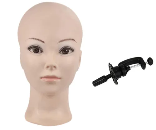 Vista 12 de Cabeza de maniquí de cosmetología para hacer pelucas y exhibir con abrazadera gratuita
