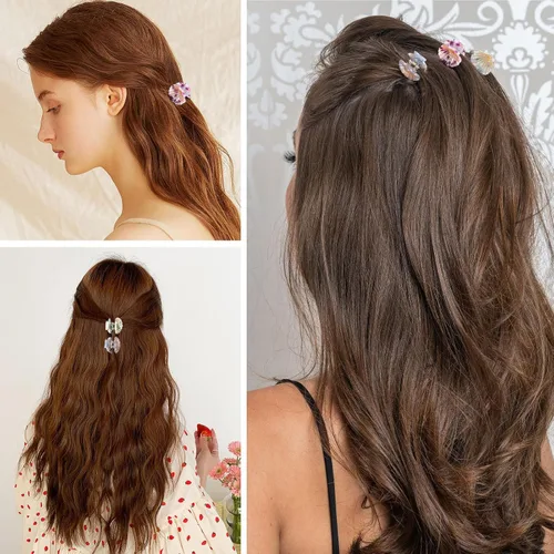 Vista 9 de Lurrose Pinzas para el pelo de concha marina: pequeños clips de mandíbula de concha, mini accesorios para el cabello de playa para disfraz de sirena