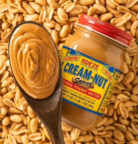 Vista 3 de Koeze Cream Nut - Mantequilla de maní suave natural, tarro de 17 onzas con cacahuetes de Virginia y sal marina, sabor tostado profundo, sin