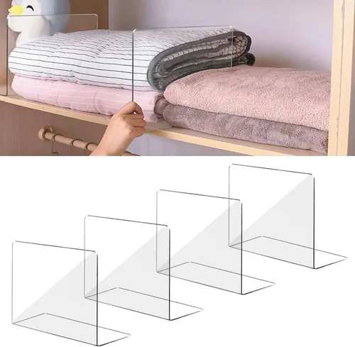 Vista 15 de OKPOW - Divisores de estante para organizador de armario: 30 cm de alto, separadores verticales de plástico ajustable transparente de acrílico