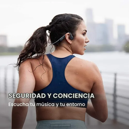 Vista 3 de Aftershokz OpenMove (renombrado como Shokz OpenMove) Auriculares inalámbricos Bluetooth de conducción ósea abierta, incluye paquete