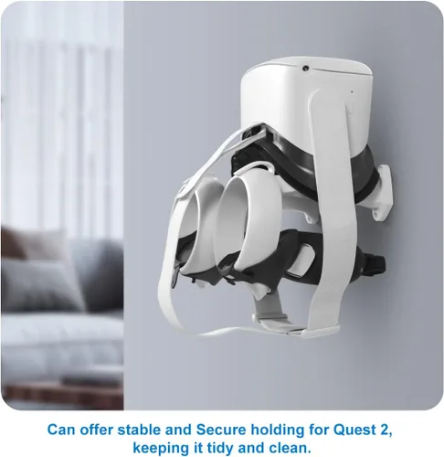 Vista 6 de LANMU Wall Mount Holder Accessories Compatible with OculusMeta Quest 2,Quest and Elite Strap, VR Headset and Controller Mount, Saving Space