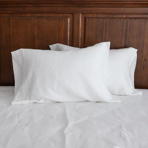 Vista 17 de Simple&Opulence Juego de 2 fundas de almohada 100% lino tamaño Queen, fundas de almohada clásicas azules con cierre superpuesto, protectores