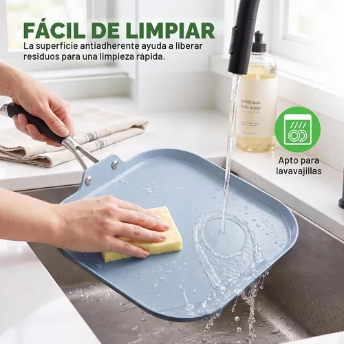 Vista 6 de NutriChef 11-Inch Square Griddle Pan Nonstick with Induction Base