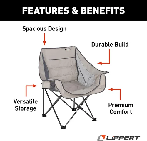 Vista 3 de Lippert - Silla de camping acolchada doble ancha con bolsa de transporte (2021000207)
