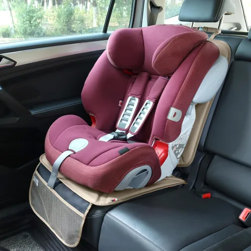 Vista 2 de Viaviat Protector de Asiento de automóvil, Protector de Cuero Impermeable de Seguridad Infantil, Funda Protectora con Almohadilla Gruesa y 2 Beige