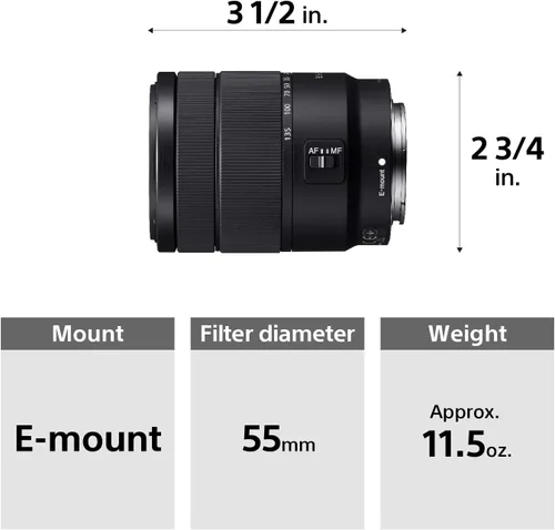Vista 5 de Sony 18-135mm F3.5-5.6 OSS Lente APS-C con zoom para montura E