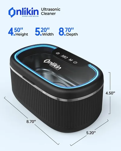 Vista 9 de Limpiador ultrasónico de joyas de 35W, limpiador de retenedor de 45KHz para joyas, 5 temporizadores y 3 modos de potencia, para anteojos, anillos