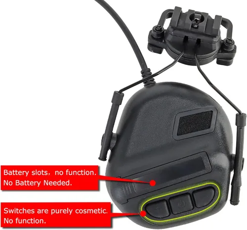 Vista 3 de ATAIRSOFT - Auriculares tácticos para casco con intercomunicador de potencia ilimitada con micrófono, impermeables para caza y tiro, orejeras sin