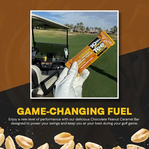 Vista 6 de 10th Tee Plus+ Barra de chocolate y caramelo de maní hecha con ingredientes naturales, barras de 1.76 onzas (12 unidades) Barra energética de golf