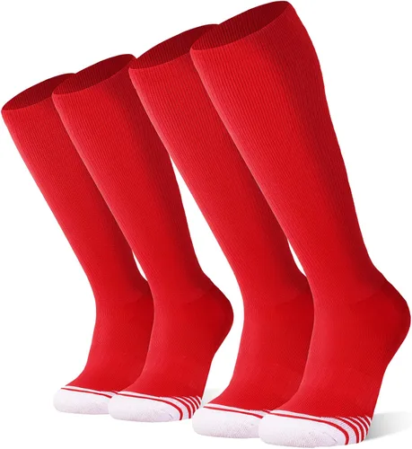 Vista 20 de FITRELL Paquete de 2/3 calcetines de béisbol y sóftbol para niños, jóvenes, hombres y mujeres, calcetines altos hasta la rodilla (varios colores)