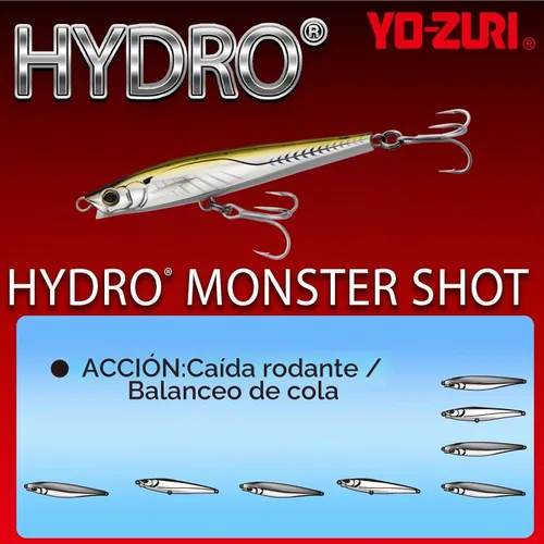 Vista 3 de Yo-Zuri R1451-HGM: Hydro Monster Shot (S) 110Mm 4-3/8", Caballa Verde Verde (Green Mackerel)