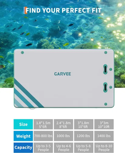 Vista 6 de Muelle flotante inflable, plataforma de muelle de aire, superficie antideslizante, flotadores gruesos para lago con bolsa de transporte portátil