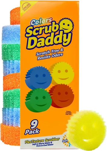 Vista 10 de Scrub Daddy Esponjas de Color – Esponjas multiusos para platos sin arañazos para limpieza de cocina, baño y hogar – Hechas con espuma de polímero