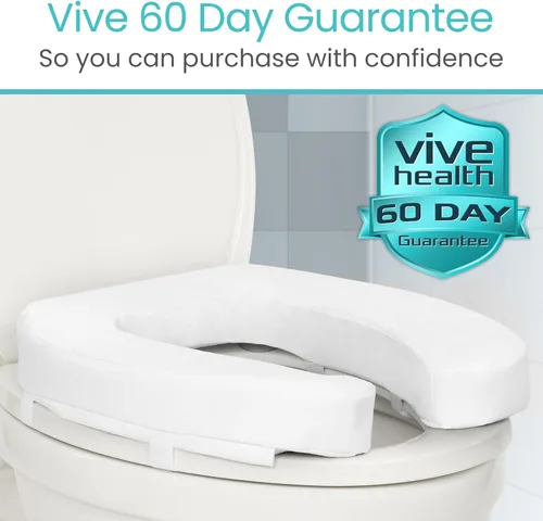Vista 9 de Vive - Asiento elevador para inodoro con cojín para personas mayores - Ajuste universal - Asiento elevado para inodoro con espuma de alta densidad