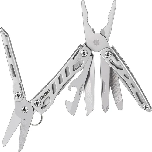 Vista 9 de NEXTOOL EDC Llavero Multiherramienta, 10 en 1 Mini Cuchillo de Bolsillo Multiherramienta con Alicates de Punta Fina, Tijeras, Mini Gadgets Útiles