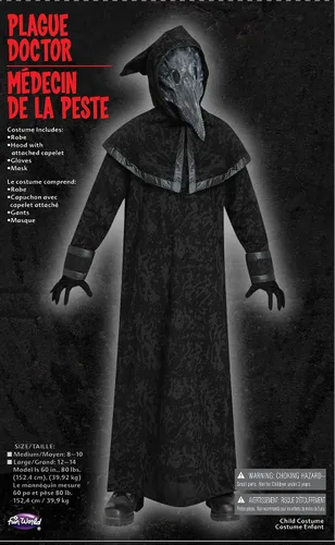 Vista 2 de Fun World Disfraz de médico de la peste para niños, Negro