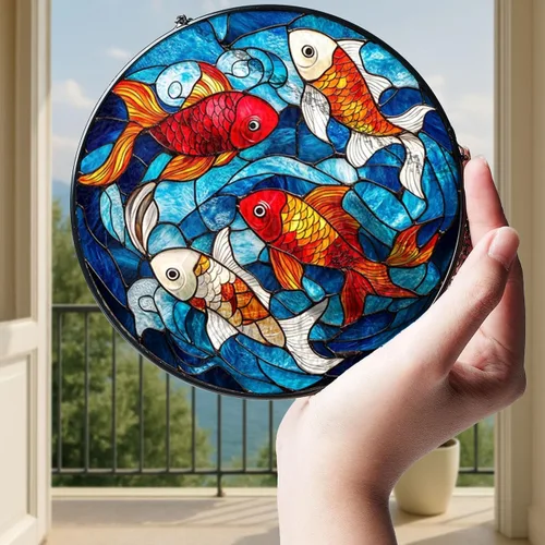 Vista 4 de Acrylic Koi Pond Window Ornament 2D Artistic Wall Accent