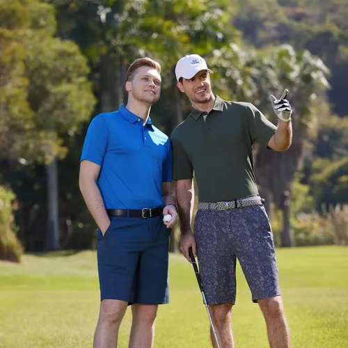 Vista 3 de Men's Golf Polo Shirts Short Sleeve Striped Performance Moisture Wicking Dry Fit Golf Shirts for Men