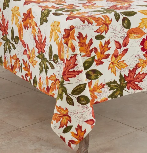Vista 5 de SARO LIFESTYLE L'automne Collection - Mantel bordado con hojas de otoño, 50 x 70 pulgadas, multicolor
