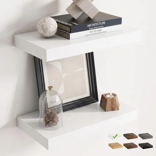 Vista 39 de 16 Inch Floating Shelves for Wall 2 Pack, 8"D Wood Grain Bathroom Shelves Acabado negro