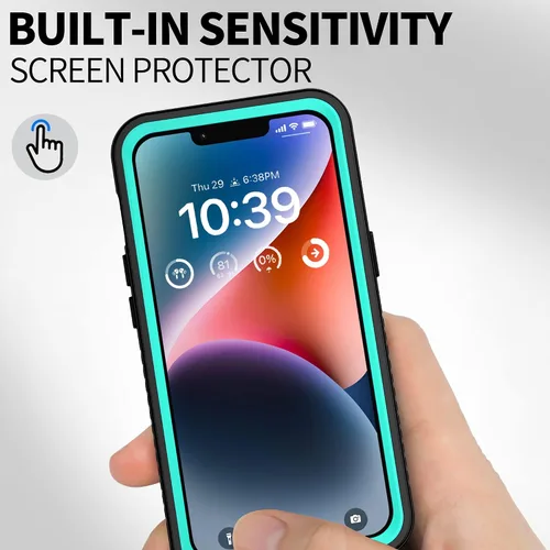 Vista 5 de BEASTEK Funda impermeable para iPhone 14 Plus, funda subacuática a prueba de golpes y polvo, serie FSN con protector de pantalla integrado con verde