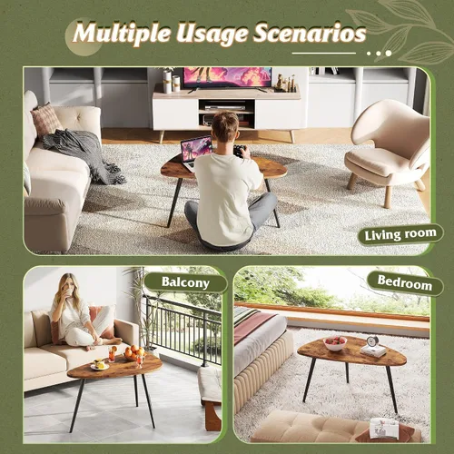 Vista 5 de WLIVE Mesas de centro ovaladas, mesa de centro moderna para sala de estar, mesa auxiliar para espacios pequeños, oficina en casa, fácil montaje