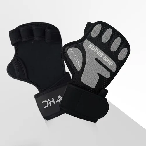 Vista 4 de Guantes de levantamiento de pesas súper agarre para hombres y mujeres, guantes de gimnasio ventilados con muñequeras de 16 pulgadas, ideales