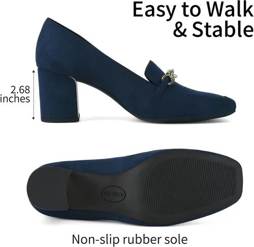 Vista 4 de JENN ARDOR Mocasines de tacón para mujer, cómodos mocasines de tacón cuadrado, zapatos de tacón grueso para mujer, zapatos de trabajo, zapatos