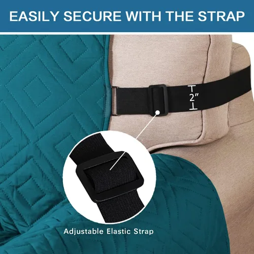 Vista 4 de H.VERSAILTEX Funda reversible para sofá biplaza, protector de muebles antideslizante, resistente al agua, correas elásticas de 2 pulgadas, fundas