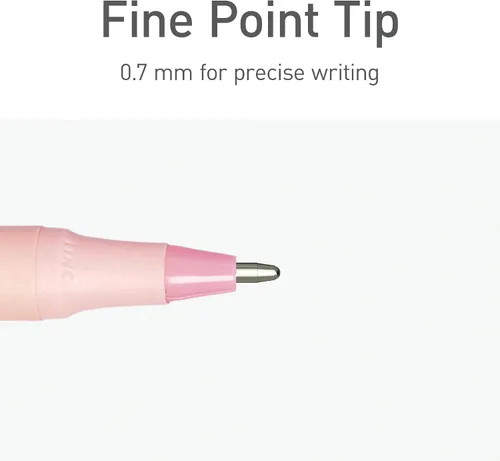 Vista 5 de Bolígrafos Pentonic, 15 unidades, barriles gris, azul y rosa, tinta negra, azul y roja, punta fina de 0.7 mm, escritura suave para tomar notas
