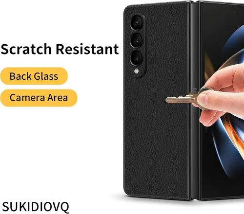 Vista 4 de Para Samsung Galaxy Z Fold 5 Etiqueta engomada del teléfono Skin Wrap Tira de cuero 3M Ultra Delgado Ultraligero Etiqueta Protector de Vidrio