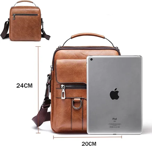 Vista 7 de Bolsa de mensajero para hombre bolsa de hombro cruzada de piel sintética bolsa de viaje para hombre bolsa de viaje casual bolsa de mano