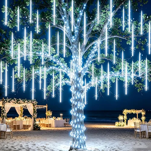 Vista 12 de EAGWELL Luces de Lluvia de Meteoros de Navidad, 20 en 20 Tubos Luces de Lluvia en Cascada con Cambio Automático con 12 Modos, Decoración Navideña