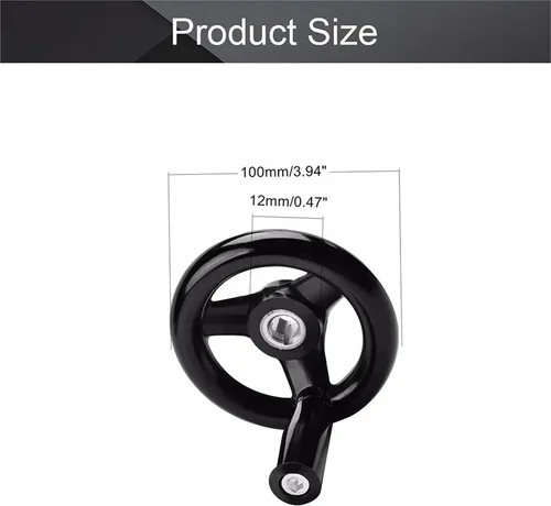 Vista 4 de 1pc Handwheel Rotating Handle 3 Spoke Hand Wheel with Revolving Handle for Milling Machine Material Handling(16x160mm)