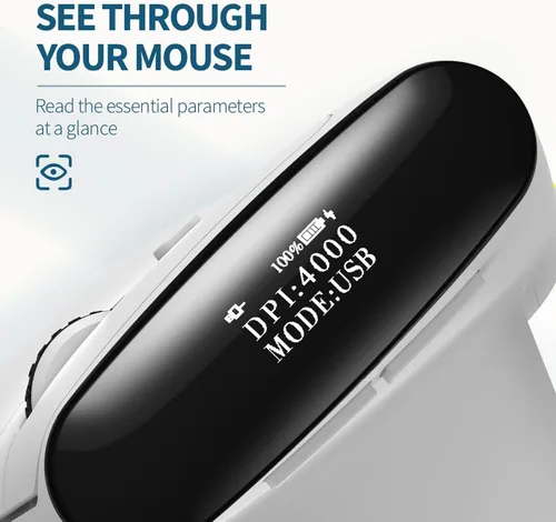 Vista 4 de DeLUX Mouse ergonómico Bluetooth, mouse vertical inalámbrico con pantalla OLED, receptor USB y BT5.0, 4000 DPI, 6 botones, ratones de túnel carpiano