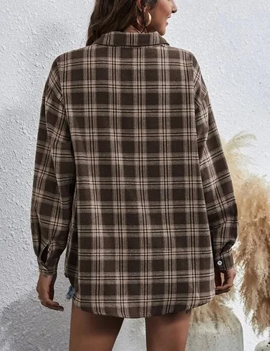 Vista 5 de HangNiFang - Camisas de franela para mujer, de gran tamaño, con botones, a cuadros
