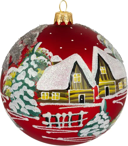 Vista 16 de Adorno de Navidad de Polish Gallery, Explosión Invernal, Bola de Vidrio Soplado (Oro, 6-pulgadas Ø/150mm)