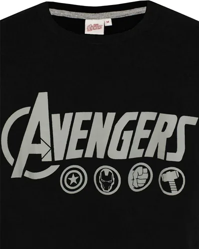 Vista 6 de The Avengers - Conjunto de pijama y camiseta para hombre con logotipo de Marvel, Negro