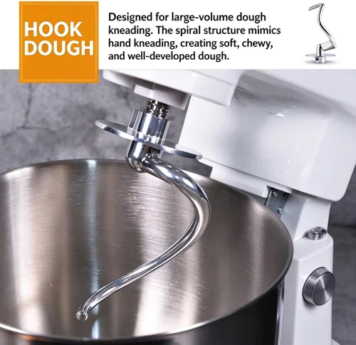 Vista 4 de 1500W Stand Mixer, 6-Speed Kitchen Mixer with Dough Hook, Whisk & Beater Black