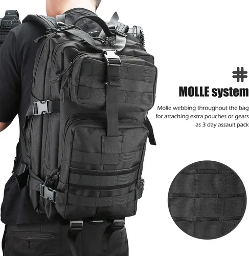 Vista 2 de ProCase Mochila táctica militar, mochila de gran capacidad de 35 L, paquete de asalto militar de 2 días, bolsa para caza, senderismo, campamento