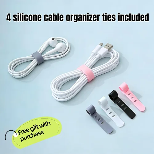 Vista 3 de Juego de organizador de cables 1L+1 pequeño con 4 bridas de silicona, caja de organización de cables de 2 piezas, organizador de cables de tapa