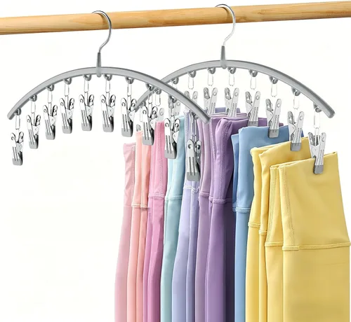 Vista 27 de Organizador de leggings para armario, perchas de metal para pantalones de yoga, 1 paquete con 10 clips con capacidad para 10 leggings, organizador
