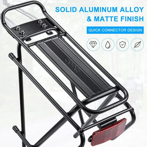 Vista 2 de CXWXC Portaequipajes trasero para bicicleta - Portaequipajes de carga para bicicleta para montaje de freno de disco/freno sin disco - Portaequipajes