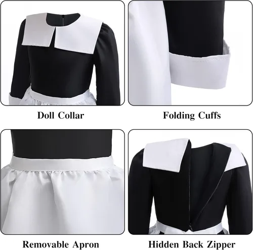 Vista 4 de JOURPEO Girls Cosplay Princess Outfits Kids Halloween Party Dress Stage Show Party Dress Up